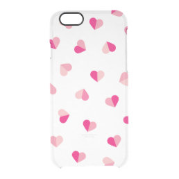 Love Cute Pink Heart Pattern Clear iPhone 6/6S Case