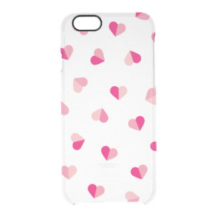 Love Cute Pink Heart Pattern Clear iPhone 6/6S Case
