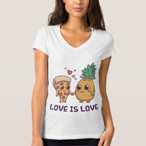 Love Cute Pride Pineapple Pizza  T_Shirt