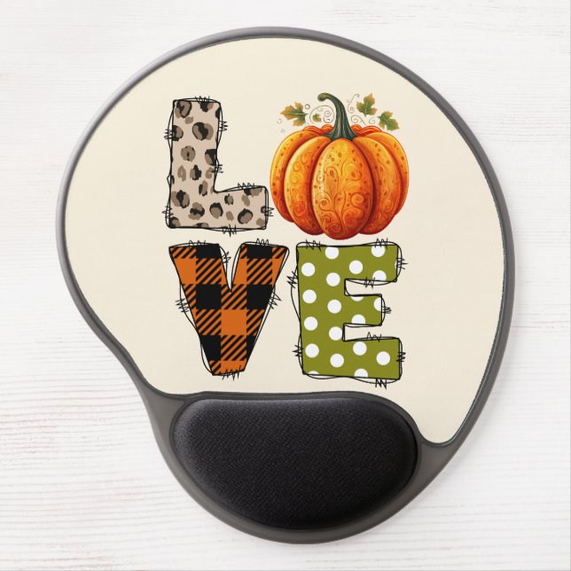 LOVE – Cute Pumpkin & Polka Dot Letters Gel Mouse Pad (Front)