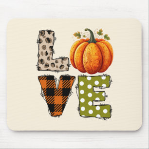 LOVE – Cute Pumpkin & Polka Dot Letters Mouse Pad
