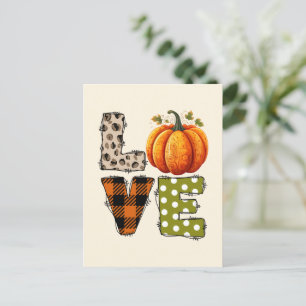LOVE – Cute Pumpkin & Polka Dot Letters Postcard