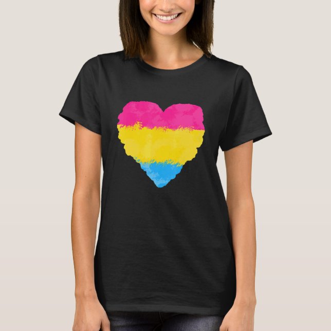 Love Cute The Pansexual Flag Heart Pride Lgbt T-Shirt (Front)
