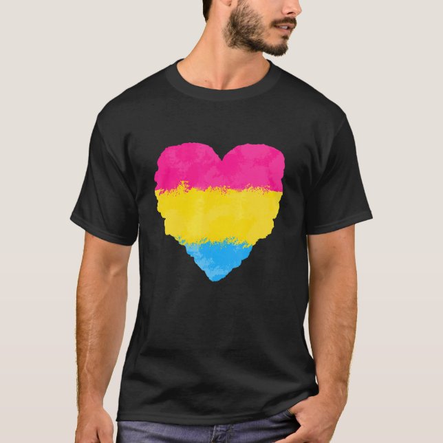Love Cute The Pansexual Flag Heart Pride Lgbt T-Shirt (Front)