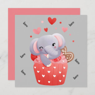 Love cute valentine elephant holiday card