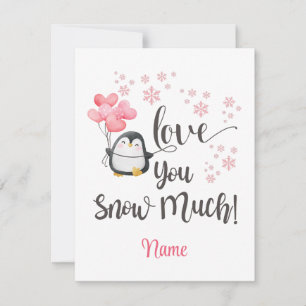 Love - Cute Valentine Penguin Personalized Note Card