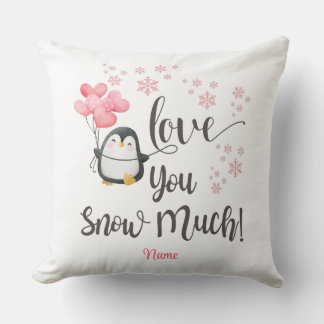 Love - Cute Valentine Penguin Personalized Throw Pillow