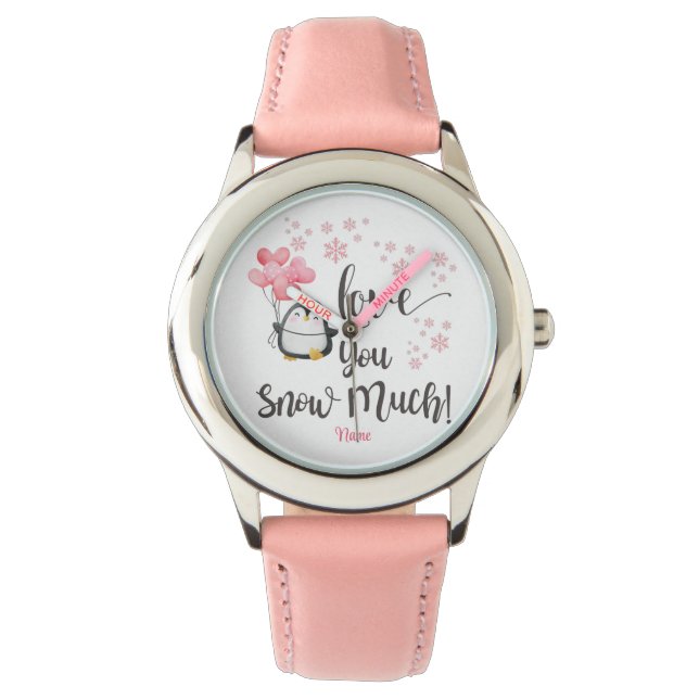 Love - Cute Valentine Penguin Personalized Watch (Front)