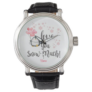 Love - Cute Valentine Penguin Personalized Watch