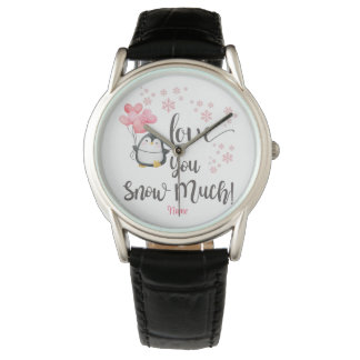 Love - Cute Valentine Penguin Personalized Watch