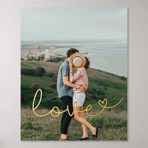 Love cute whimsical script couple photo gold foil prints
