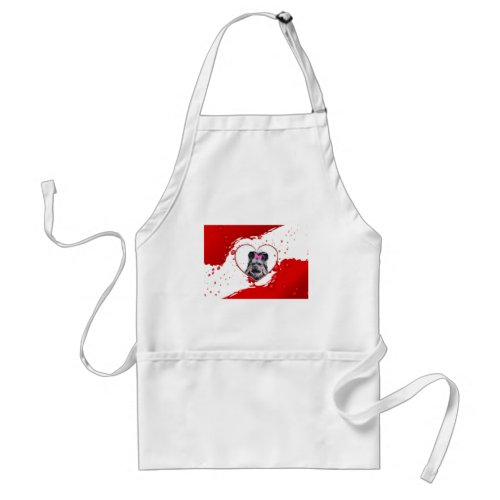 Love Cute Yorkies Yorkshire Terrier Red Heart Adult Apron