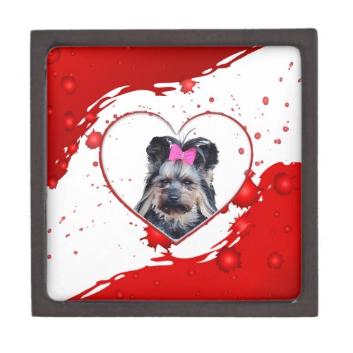 Love Cute Yorkies Yorkshire Terrier Red Heart Jewelry Box