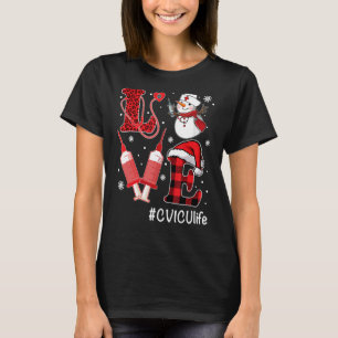 Love CVICU Nurse Life Snowman Syringe Christmas Nu T-Shirt
