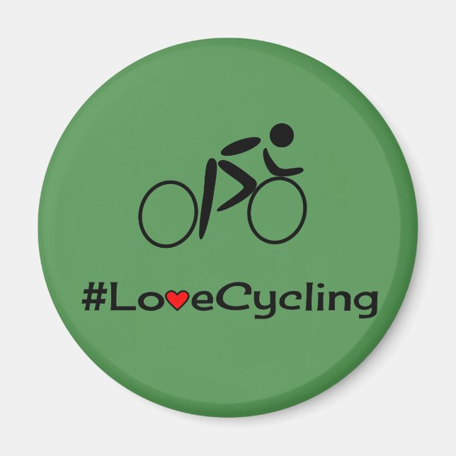 Love cycling caption green magnet (Front)