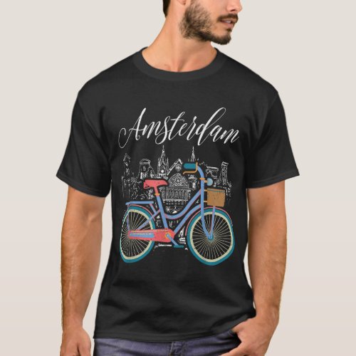 Love Cycling Luv Amsterdam Retro Bike Gift Design  T_Shirt