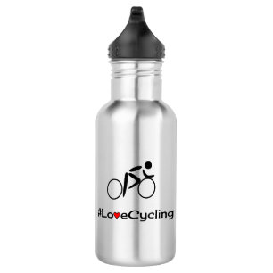 Love cycling slogan cyclist water bottle