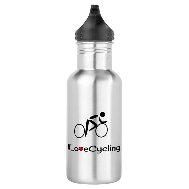 Love cycling slogan cyclist water bottle (Right)