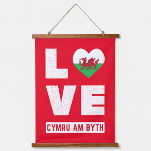 Love Cymru Am Byth Wales Flag Welsh Roots Vintage Hanging Tapestry