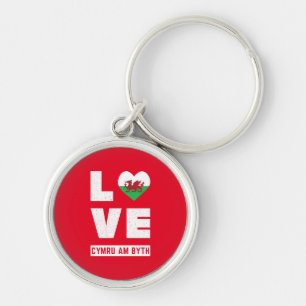 Love Cymru Am Byth Wales Flag Welsh Roots Vintage Keychain