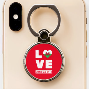 Love Cymru Am Byth Wales Flag Welsh Roots Vintage Phone Ring Stand