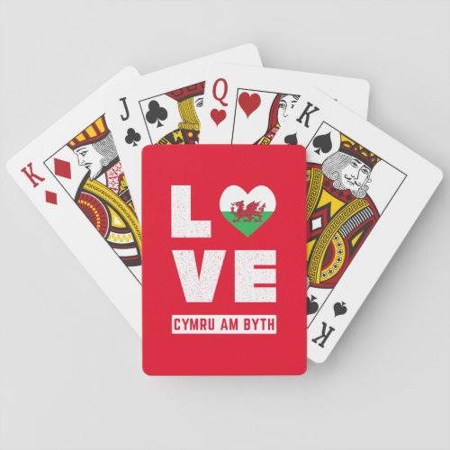 Love Cymru Am Byth Wales Flag Welsh Roots Vintage Playing Cards