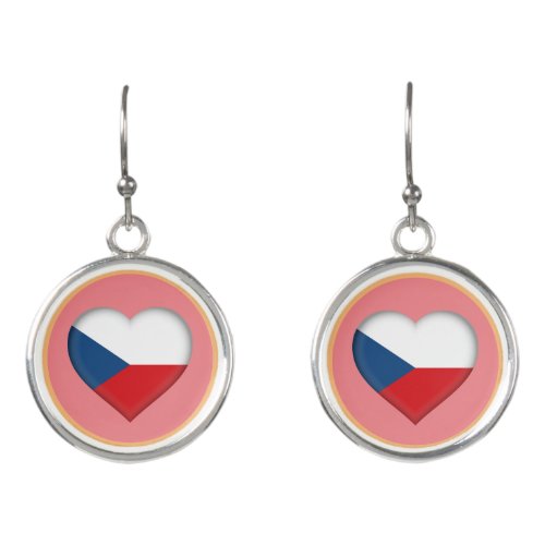 Love Czechia  Czech flag fashion heart sports Earrings