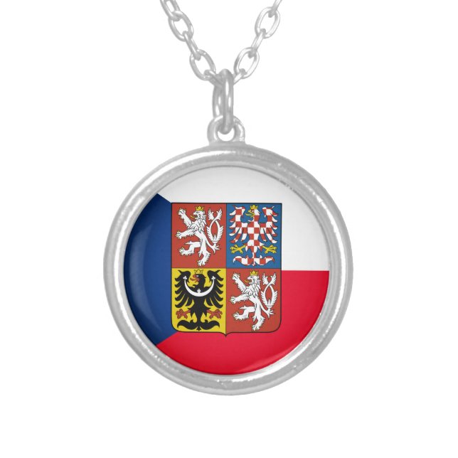 Love Czechia & Czech Flag fashion / sports fans Silver Plated Necklace (Front)