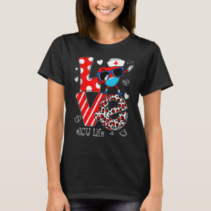 Love Dabbing Heart Nursing ICU Nurse Life Valentin T-Shirt