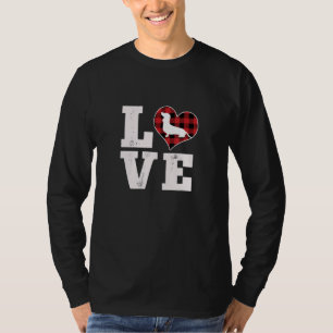 Love Dachshund Dog Lover Gifts Buffalo Plaid Valen T-Shirt