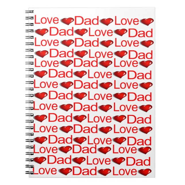 Love Dad Red Hearts Notebook (Front)