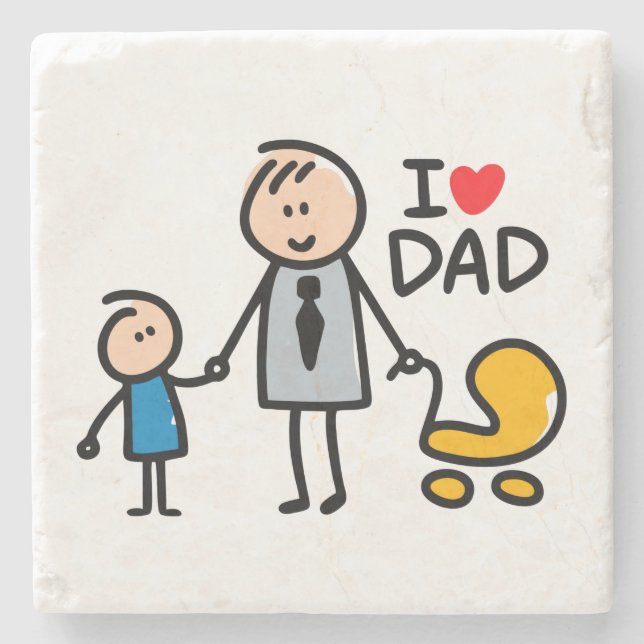 Love Daddy print Stone Coaster (Front)