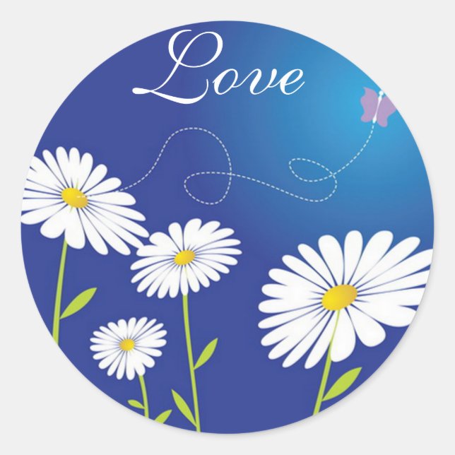 Love Daisies Flower Garden Butterfly Stickers (Front)