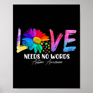 Love Daisy Autism Awareness Needs No Words  Poster