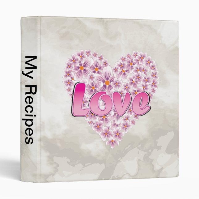 Love Daisy Heart Pink 3 Ring Binder (Front/Spine)