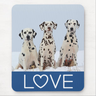 Love Dalmatian Black & White Dots Puppy Dog Mouse Pad