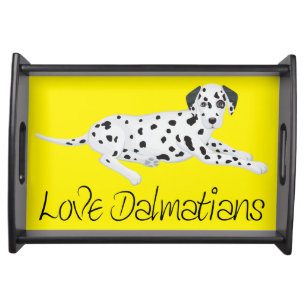 Love Dalmatian Puppy Dog Yellow Serving Tray