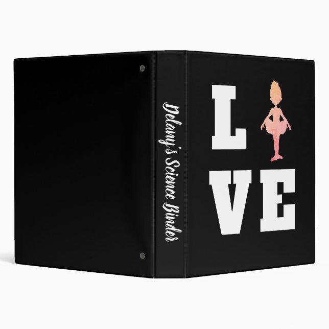 Love Dance | Colorful Ballerina 3 Ring Binder (Background)