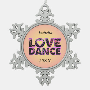 Love Dance Snowflake Pewter Christmas Ornament