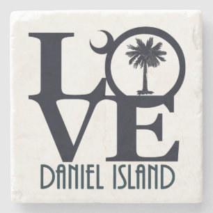LOVE Daniel Island South Carolina Stone Coaster
