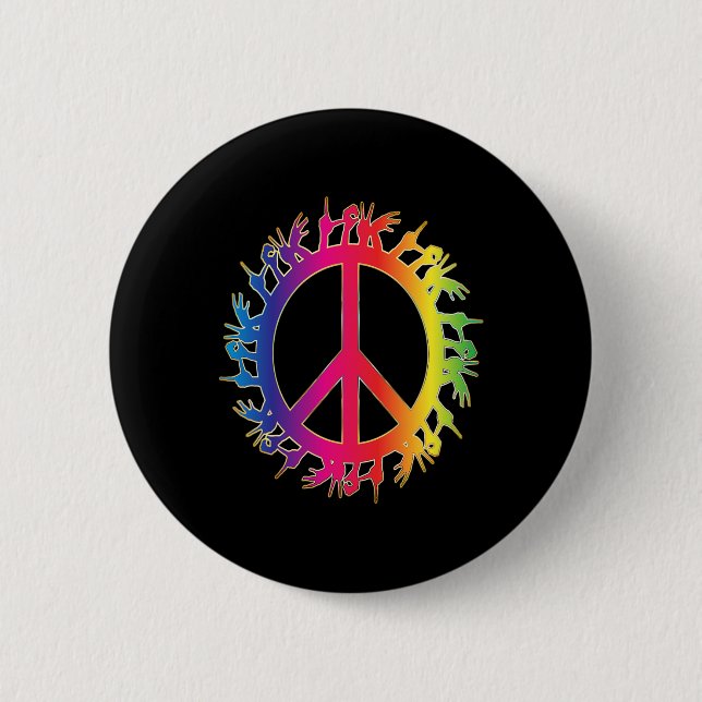 Love Deaf Peace Sign Language Hand Talking Teacher Button (Front)