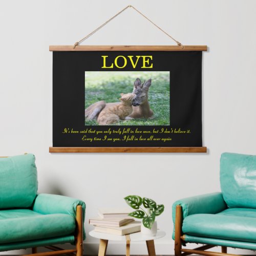 LOVE Deer and Cat loving each other  Hanging Tapestry