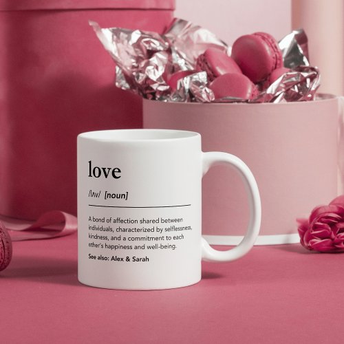 Love definition with couple or family names coffee mug