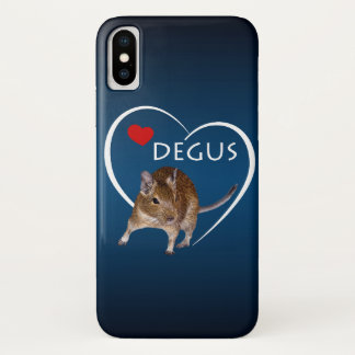 Love Degus iPhone X Case (Light/Dark Blue)