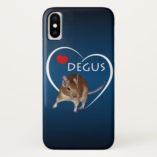 Love Degus iPhone X Case (Light/Dark Blue) (Back)