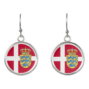Love Denmark & Danish Flag fashion / sports fan Earrings