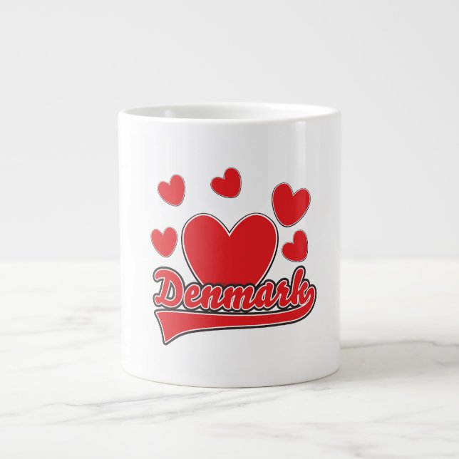 Love Denmark vintage style logo Giant Coffee Mug (Front)