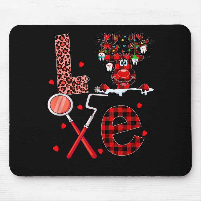 Love Dental Christmas Reindeer Dental Squad Xmas D Mouse Pad (Front)