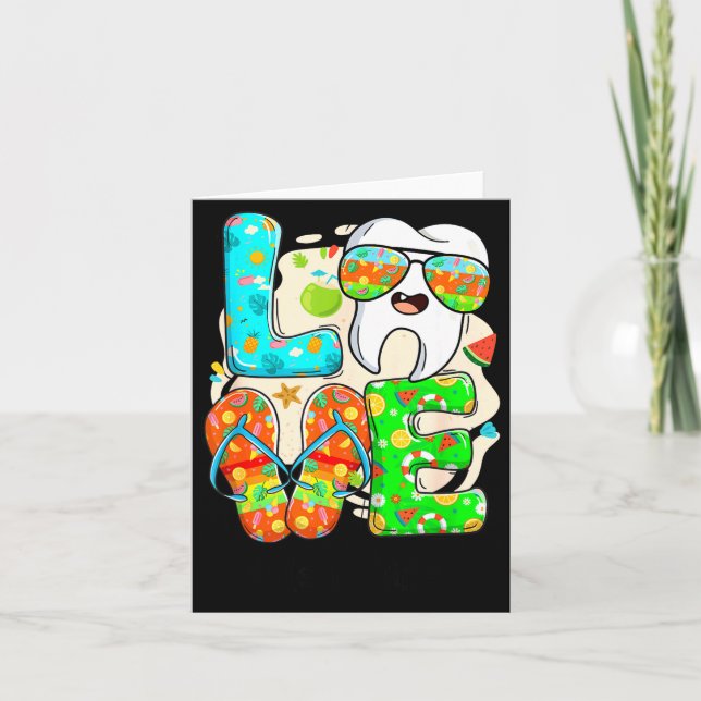 Love Dental Life Cute Tooth Flip Flops Summer Dent Card (Front)