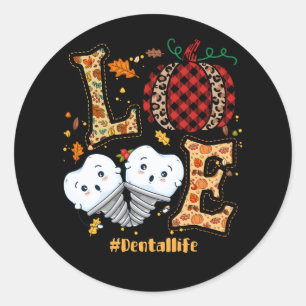 Love Dental Life Pumpkin Tooth Dentist Fall Thanks Classic Round Sticker